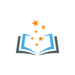 Book and stars education logo