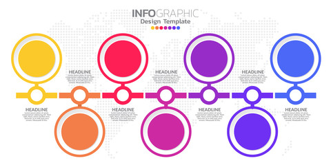 Infographic template design with 7 color options.