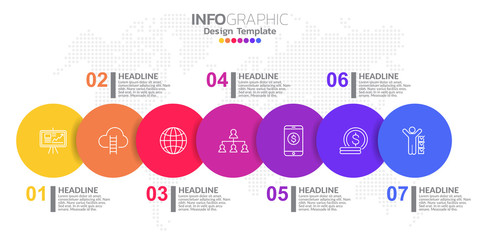 Fototapeta premium Infographic template design with 7 color options.