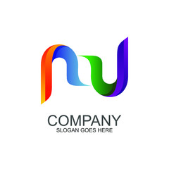 Letter n and u logo design vector