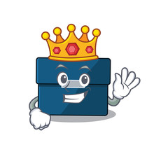 A Wise King of business suitcase mascot design style with gold crown