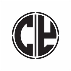 CY Logo initial with circle line cut design template on white background