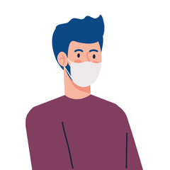 man using protective surgical mask for covid 19 prevention vector illustration design
