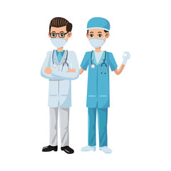 Fototapeta premium male doctors using medical masks