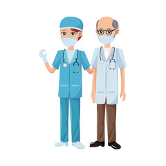 Fototapeta premium couple doctors using medical masks