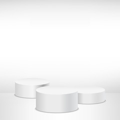 White round podium. Pedestal, scene, spotlight. Vector illustration.