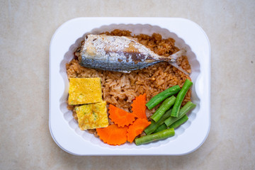 fried rice thai chili paste with mackerel