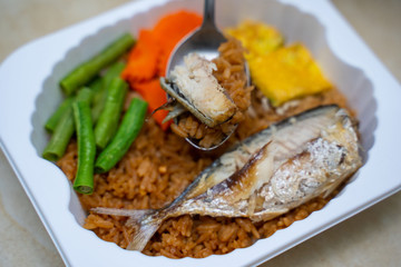 fried rice thai chili paste with mackerel