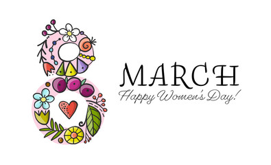International Women s Day. Greeting card for your design. 8th of march