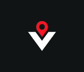 letter v and place point Logo Icon Design Element