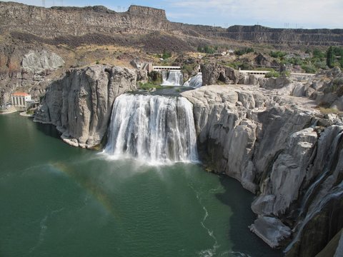 Panoramic view  of the Shoshone Falls or Niagara of the West, Snake River, Idaho, United States.
