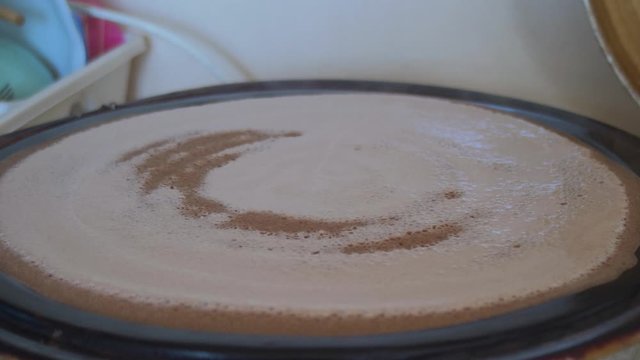 Ethiopian Flatbread also know as injera, cooking process