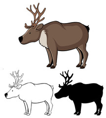 Set of moose cartoon