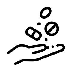 medical drugs in hand icon vector. medical drugs in hand sign. isolated contour symbol illustration