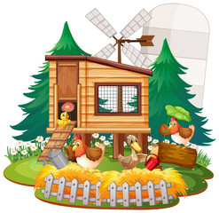 Farm theme background with farm animals