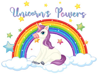 Unicorn power sign on white background