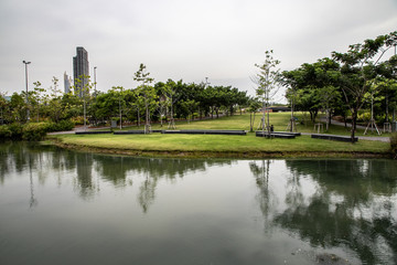 Fototapeta na wymiar Chulalongkorn University Centenary Park, Bangkok, Thailand