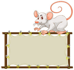 Board template with cute white rat on white background