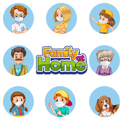 Set of family member character
