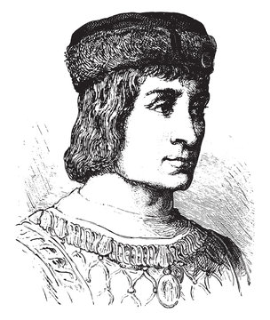 Louis XII Of France. Vintage Illustration.