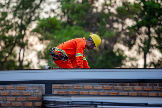 Mechanic In Uniform, Safety At Work, Roof, Building