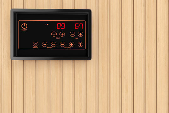 Sauna Heater Control Temperature Regulation Sensor Display. 3d Rendering