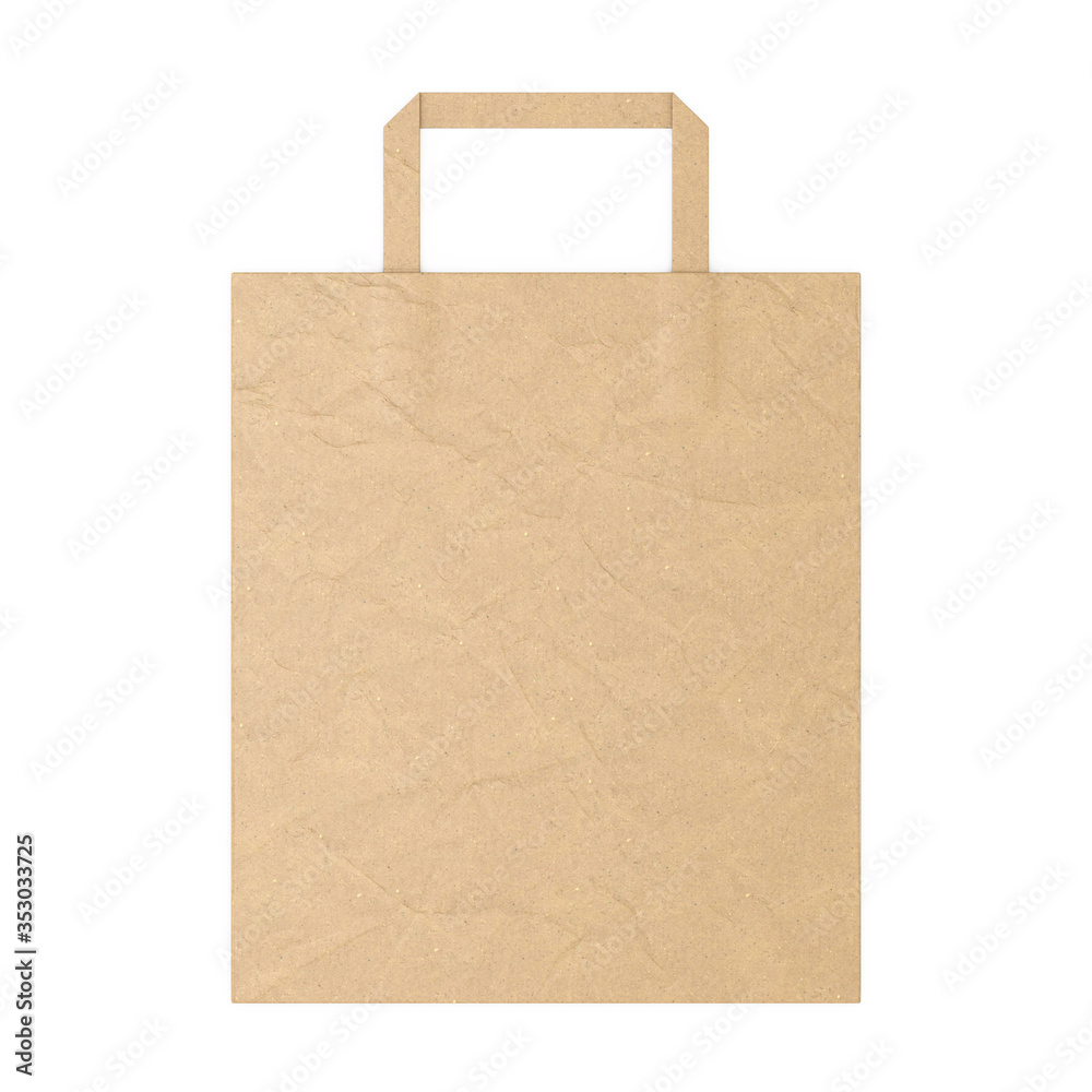 Poster brown craft paper bag mockup with blank space for your design. 3d rendering