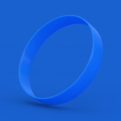 Blue Blank Promo Rubber or Silicone Hand Bracelet. 3d Rendering