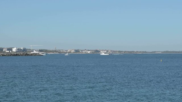 Yacht and boats in Fremantle Bay, Western Australia, Australia