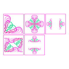 Set of Vector Design of Pink and Blue Rope Ornaments