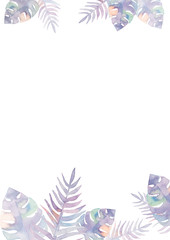 トロピカルな背景、モンステラとヤシの葉