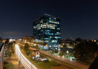 Fototapeta premium traffic back home on a clear and cold night