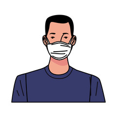 young man using medical mask character
