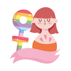 girl cartoon with lgtbi female gender vector design