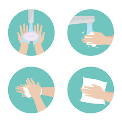 Washing hands steps. Healthcare and disinfection concept. Vector illustration_2