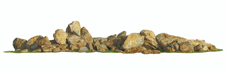 Large stone pile isolated on white background © Keyframe's