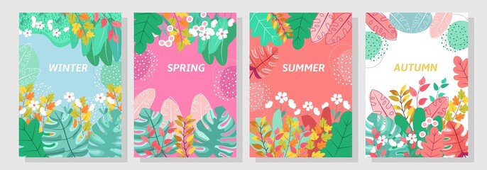 Vector set floral background, Nature background, banner, cover, templates, postcard.