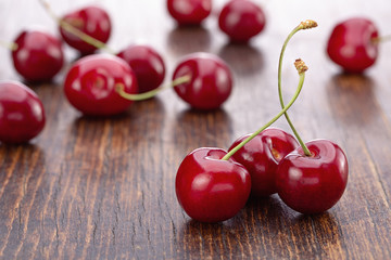 Summer berries of juicy red cherry. Seasonal product. Studio shot.