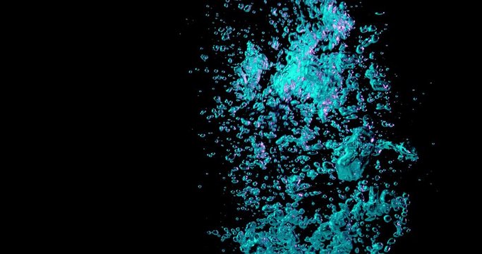 aquamarine bubbles underwater a black background