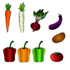 Set Vegetables cooking carrot tomato 