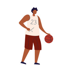 Fototapeta premium man afro basketball player on white background vector illustration design