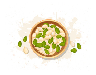 vector illustration of pumpkin seeds from top angle
