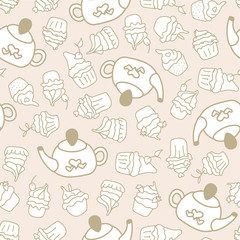 Seamless Pattern with candy for bakeries.tea party pattern.tea party pattern. Seamless Pattern for Mini-bakery, pastry shop, cafe poster , textile, scrapbook, packing, wrapping paper, poster, tile.