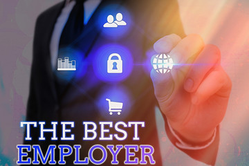 Writing note showing The Best Employer. Business concept for created workplace showing feel heard...