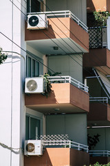 View of the facade of a building in the streets of Limassol in Cyprus island