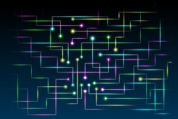 Abstract black background with many colors of laser light.