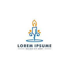 Candle icon logotype, Candle light design vector illustration
