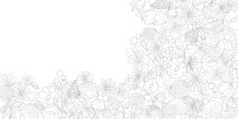シンプルライン、線画、ナチュラル　美しい線画のボタニカル背景素材　　Simple Line , Line Art 　Botanical , Flower , Black , Texture , Simple , Beautiful , Natural		