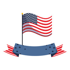 Isolated usa flag with ribbon vector design