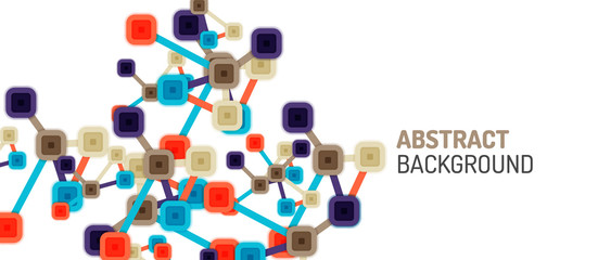 Abstract square dot connections, flat style multicolored geometric background for Wallpaper, Banner, Background, Card, Book Illustration, landing page or poster design